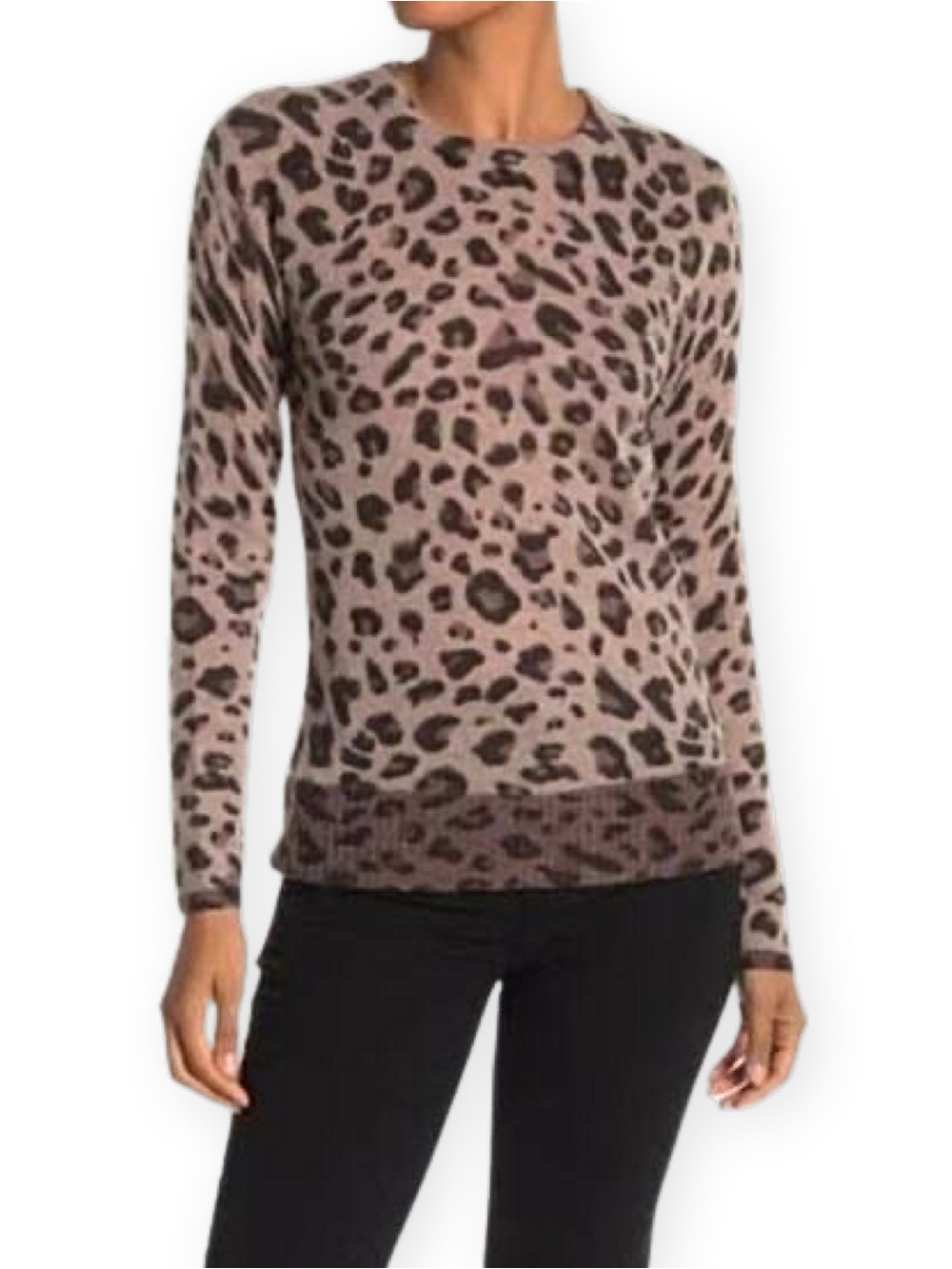 NWOT* MAGASCHONI CASHMERE 100% Cashmere Leopard Print Sweater - Brown Combo